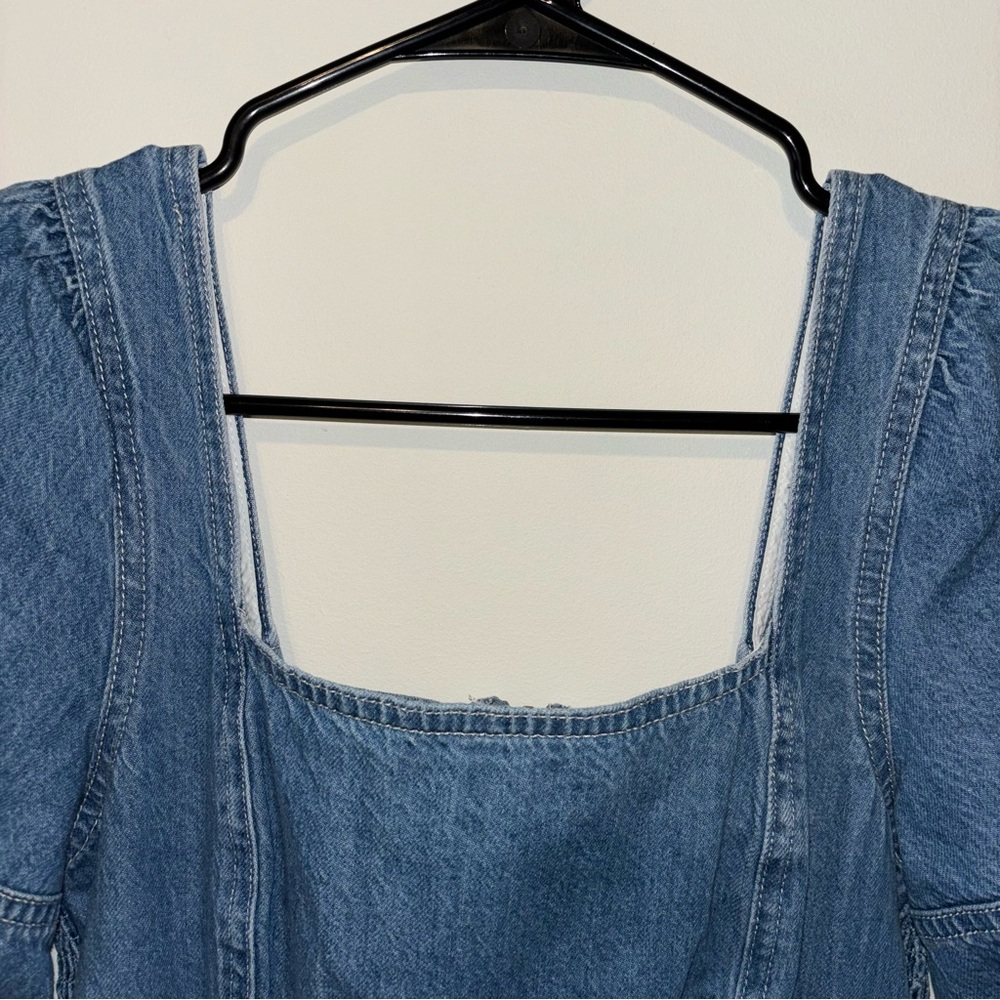 Madewell Maisie Mini Dress Square-Neck Denim Fennwood Wash Size 2 - Picture 6 of 12